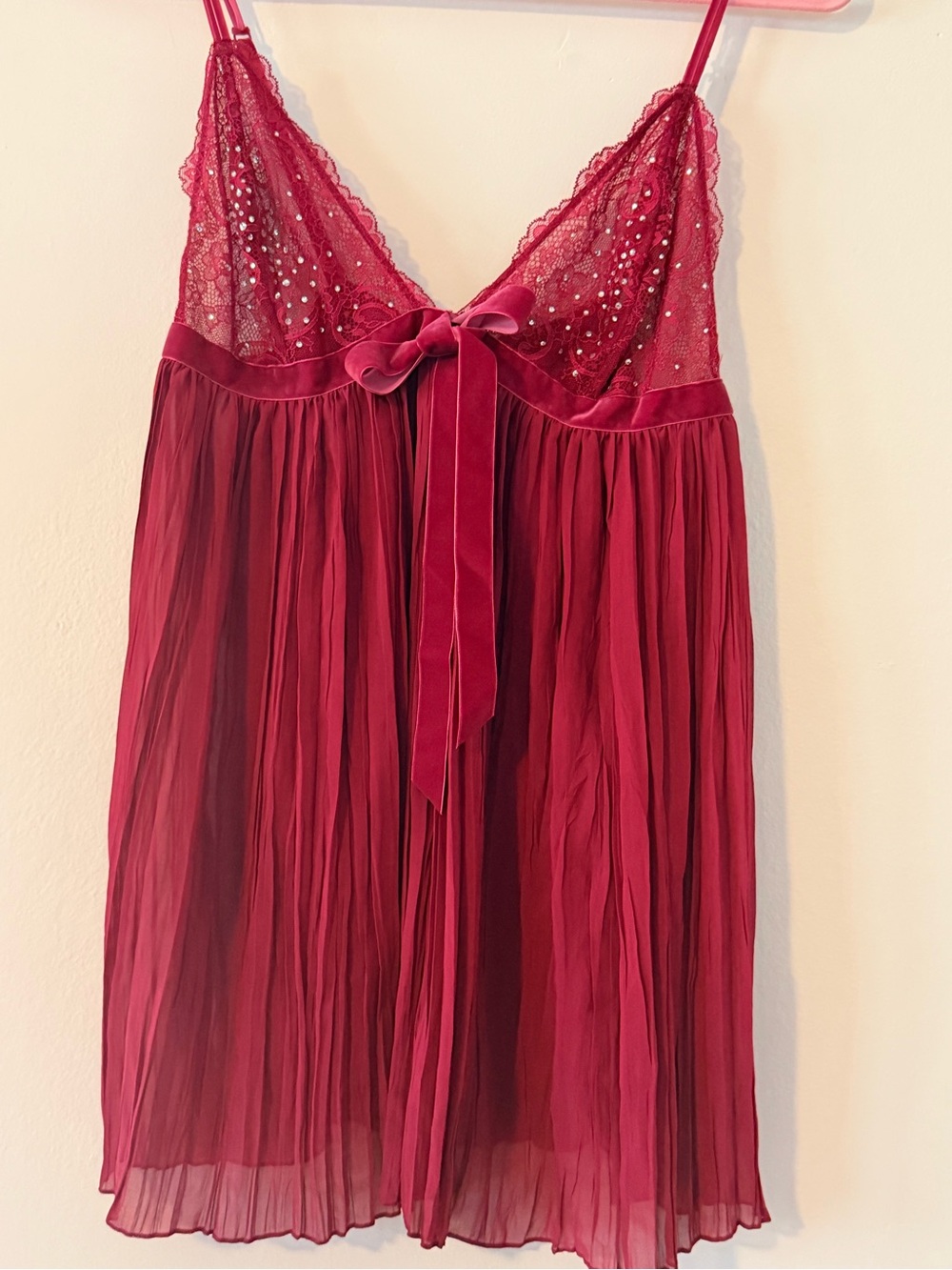 Women's Red Lace & Chiffon Babydoll Chemise Nightie